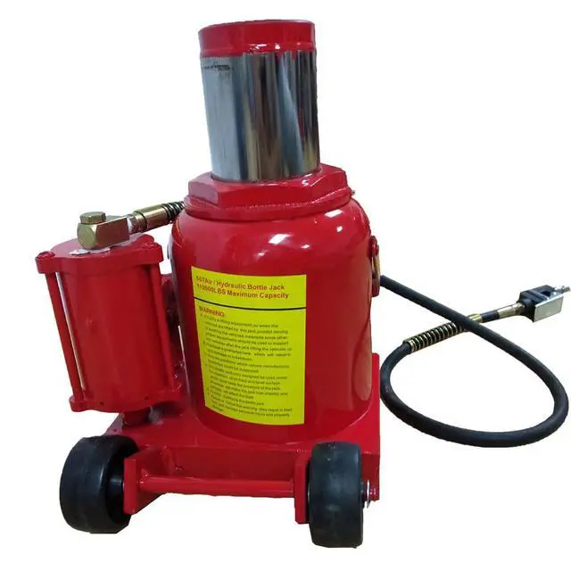 Alt view image 4 of 6 - Bottle Jack 50 Ton Air Pneumatic Hydraulic Bottle Jack 110000LBS with Manual Hand Pump for Automotive Car Truck Travel Trailer Repair Shop Lift Tool Red