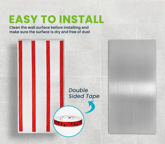Alt view image 3 of 6 - Stainless Steel Wall Protector for Commercial Bathroom Kitchen & Office with 3M Adhesive, Easy to Clean, Heat & Water Resistant, 31.8 x 15.8 2 Pack