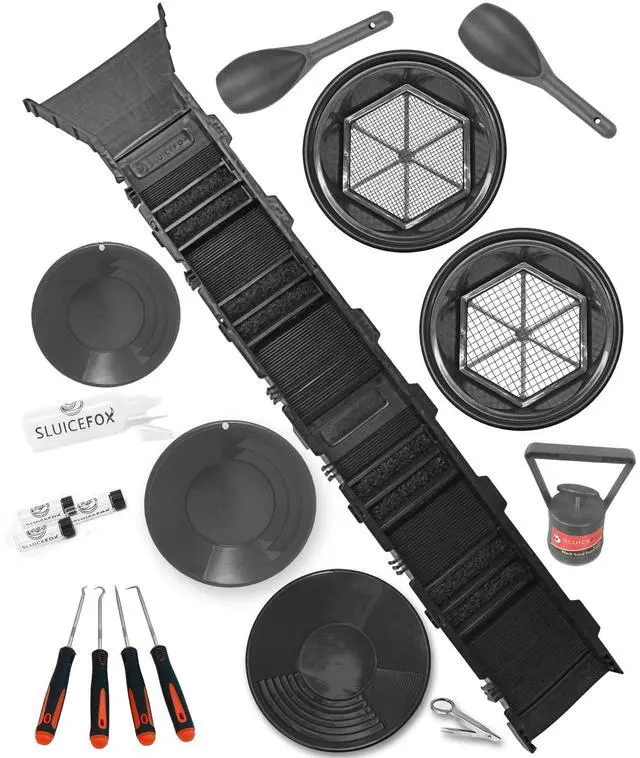 Main image of Complete Gold Mining Kit with Sluice Box and Bucket Classifier | Portable Sluice Box Breaks Down into 24-Inch Sections for Easy Transport