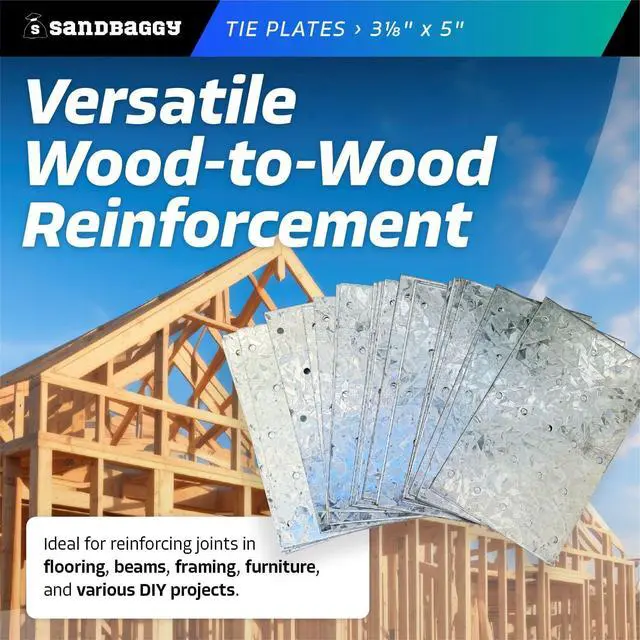 Alt view image 5 of 6 - Tie Plate for Wood (3-1/8" x 5") - Hot Dipped Galvanized Steel - 20 Gauge - 23 Nail Holes (Similar to Simpson Strong-Tie TP35) (3.125" x 5", 100)
