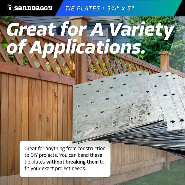 Alt view image 6 of 6 - Tie Plate for Wood (3-1/8" x 5") - Hot Dipped Galvanized Steel - 20 Gauge - 23 Nail Holes (Similar to Simpson Strong-Tie TP35) (3.125" x 5", 100)