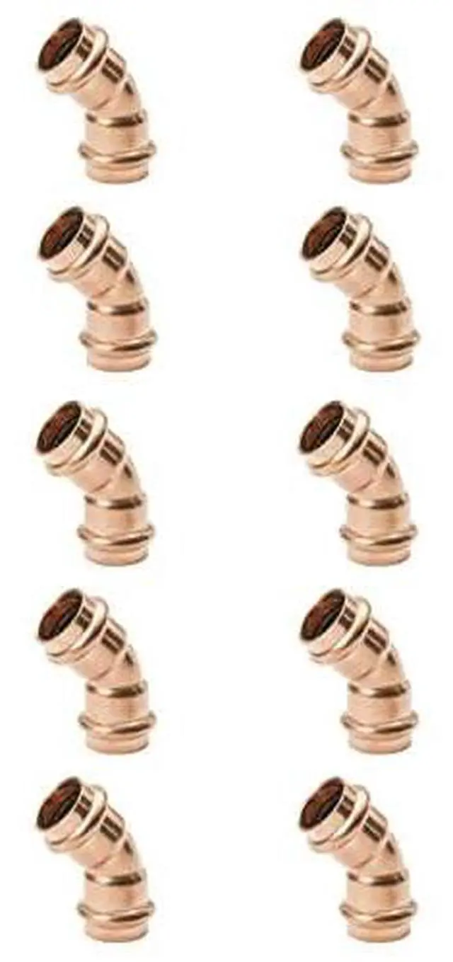 Main image of ProPress Fitting Plumbing Zero Lead Copper 45-Degree Elbow Pressure Fittings with Propress Press Copper Pipe Connection for Residential, Commercial (1 Inch, 20)