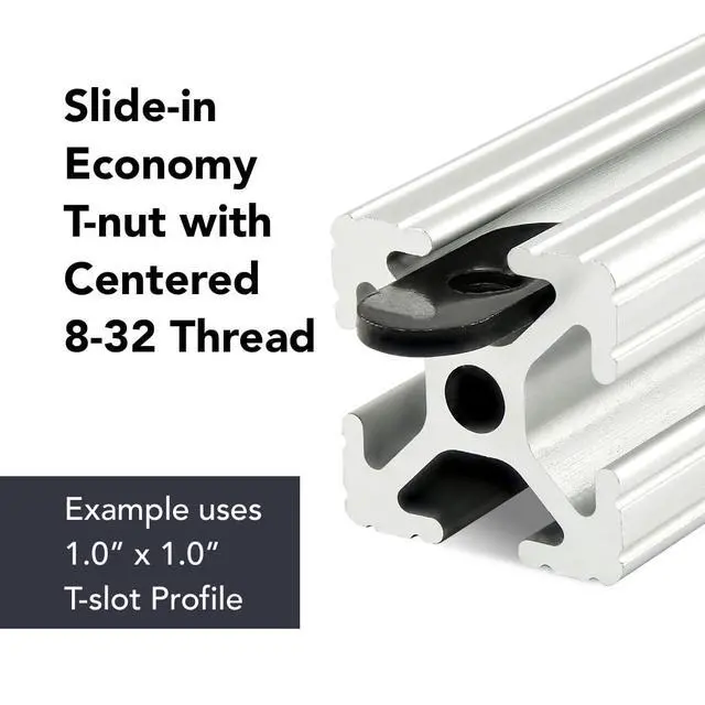 Alt view image 4 of 6 - 8020, 3275, 10 Series Steel 8-32 Centered Slide in Economy T Nuts Hardware Nuts for 1 Inch Aluminum Extrusions (500)