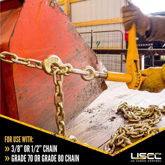 Alt view image 5 of 6 - Peerless Ratchet Load Binders for 3/8 Inch and 1/2 Inch Grade 70 Chain (2-Pack) - 12,000 LBS Working Load Limit, Use Ratchet Chain Binders for Flatbed Trailer, Hauling, Towing