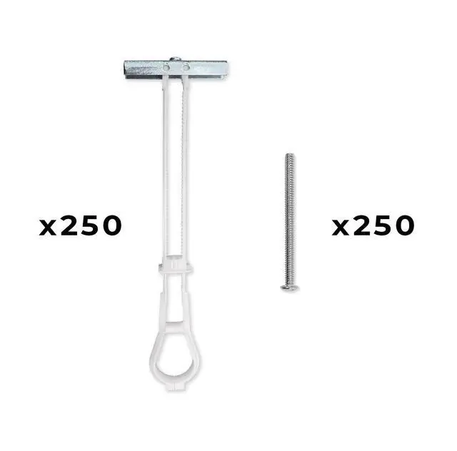 Alt view image 2 of 6 - 250-Pack 3/16"-24 Heavy Duty Quick Toggle Anchors with Bolts Set | for Drywall, Metal Studs, and Concrete Block | Holds 240+ Lbs. | 250 Toggles + 250 Bolts