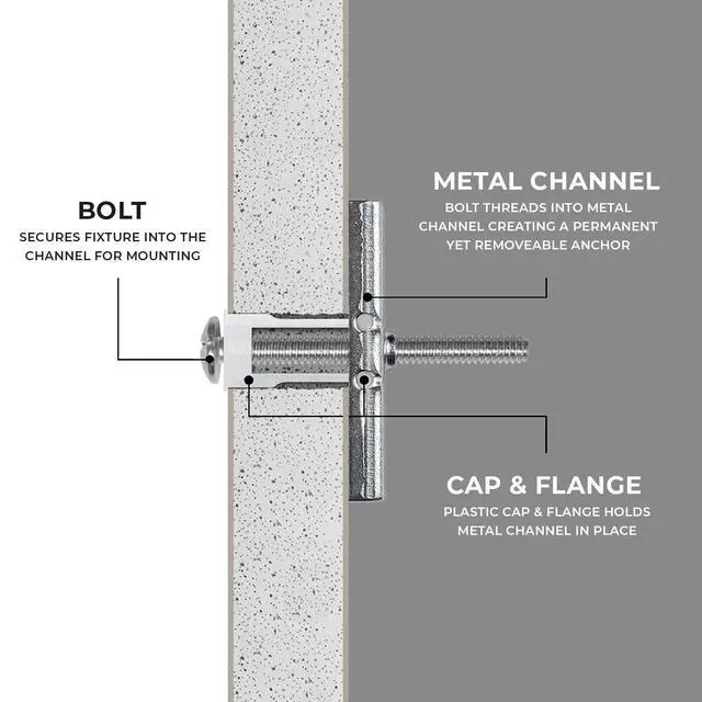 Alt view image 4 of 6 - 250-Pack 3/16"-24 Heavy Duty Quick Toggle Anchors with Bolts Set | for Drywall, Metal Studs, and Concrete Block | Holds 240+ Lbs. | 250 Toggles + 250 Bolts