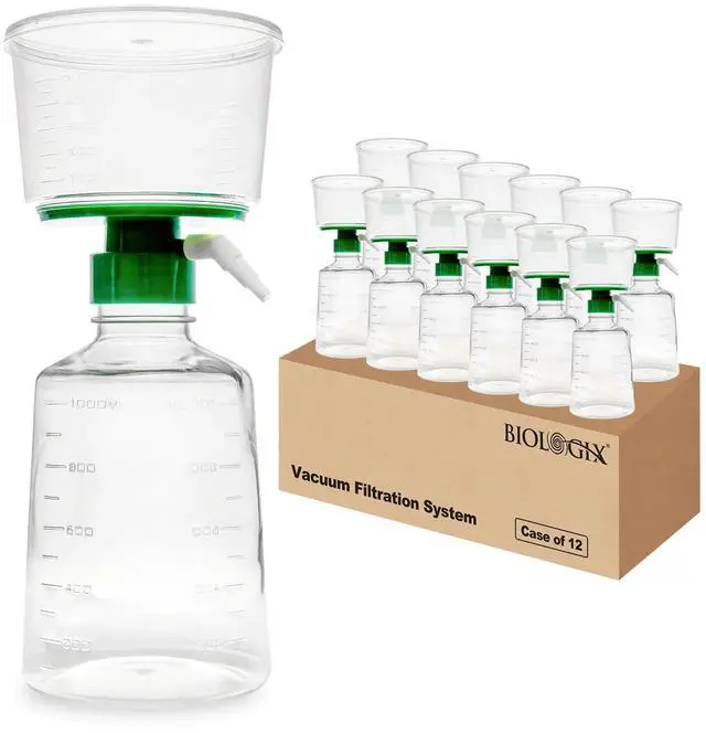 Main image of 500ml Vacuum Filtration System, Disposable Sterile Vacuum Filter Units with PES Membrane, 0.45m Pore Size, 90mm Diameter for Laboratory, Chemistry, Graduated, Individually Wrapped, Pack of 12