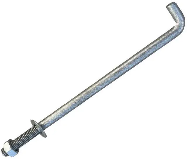 Main image of 1/2" X 10" Threaded Concrete Anchor L-Bolts (Nuts & Washers Included) - Hot Dipped Galvanized - Sill Plate, Base Plate, Masonry, Wood, Cement Anchors, J Bolt (50, 1/2" x 10")