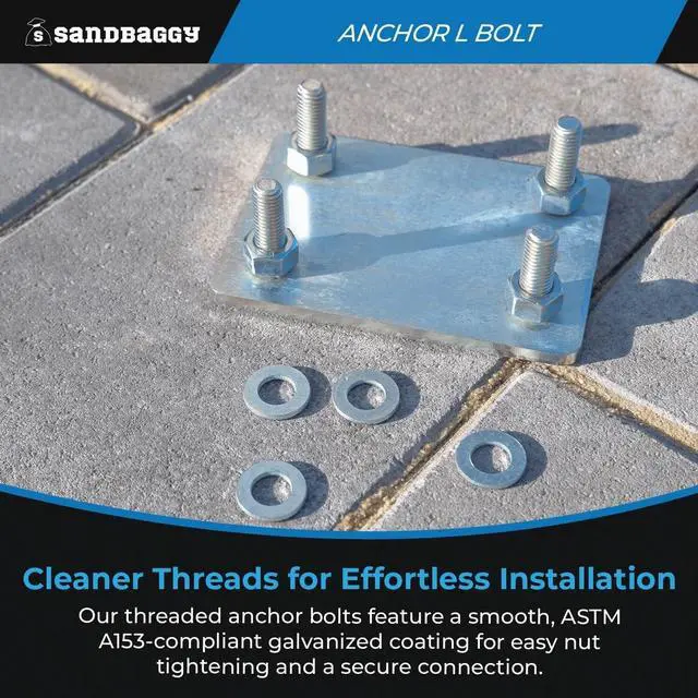 Alt view image 6 of 6 - 1/2" X 10" Threaded Concrete Anchor L-Bolts (Nuts & Washers Included) - Hot Dipped Galvanized - Sill Plate, Base Plate, Masonry, Wood, Cement Anchors, J Bolt (50, 1/2" x 10")