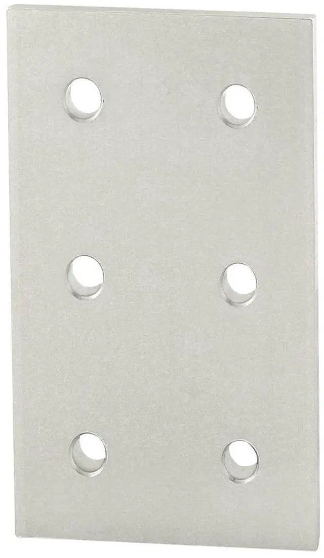 Main image of 8020, 4366, 15 Series, Aluminum 6 Hole Flat Rectangular Plate Straight Mounting Connector for T Slot Extruded Aluminum Extrusion (Clear Anodize, 25)