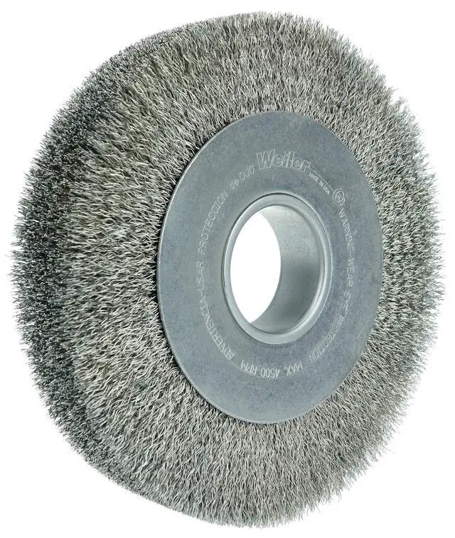 Alt view image 2 of 3 - 03590 8" Wide Face Crimped Wire Wheel,.0118" Stainless Steel Fill, 2" Arbor Hole, Made in The USA