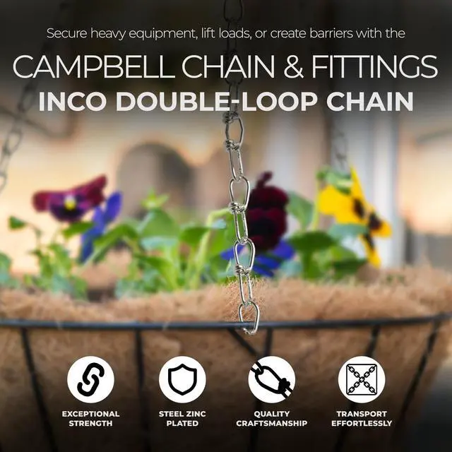 Alt view image 2 of 6 - Chain & Fittings Low Carbon Steel Zinc Plated Inco Double Loop Chain in Square Pail for Industrial Equipment and Scientific Purposes, Silver