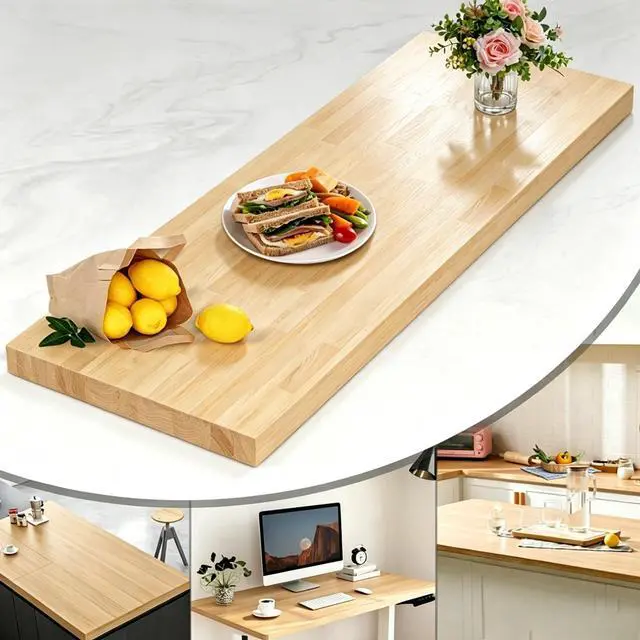 Main image of 5FT x 25IN Solid Birch Wood Butcher Block Countertop - 1.5 Inch Thick Unfinished Heavy Duty DIY Butcher Block for Kitchen Island, Bar Top, Workbench, Laundry Room Dining Table