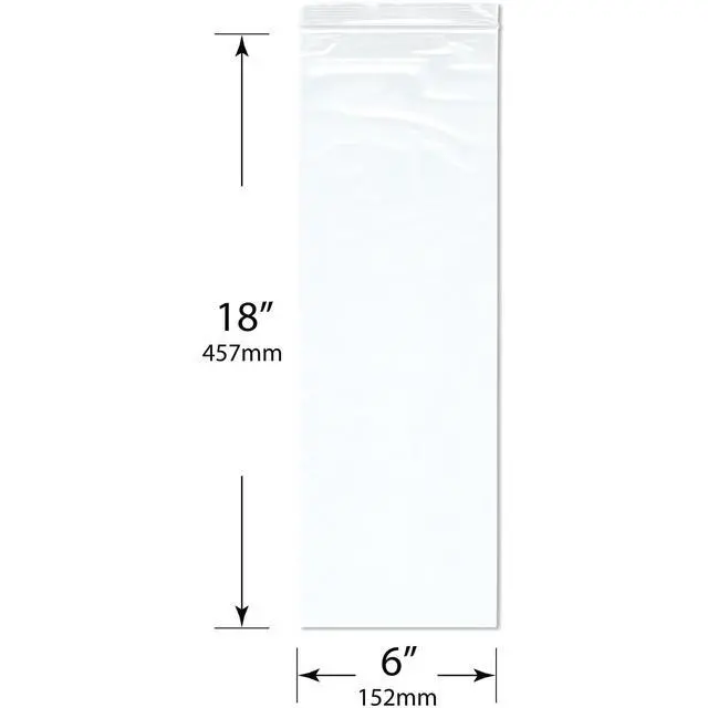 Alt view image 2 of 3 - 6" x 18" (Case of 1,000), 2 Mil Zipper Reclosable Plastic Bags