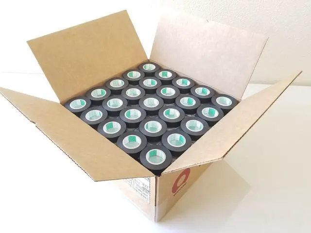 Main image of TAEYOUNG OEM PART NO-RESIDUE PVC TAPE <250 ROLLS of 3/4" x 82ft roll> (19MM x 25M,Wire Harness Adhesive,PVC,BLACK)