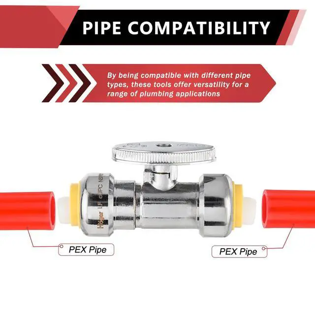 Alt view image 4 of 6 - (Pack of 20) Push Fit 1/4 Turn Straight Stop Valve Water Shut Off 1/2 Inch Push x 1/2 Inch Push, Chrome with a Disconnect Clip,(PF-VALVE035-20PCS)