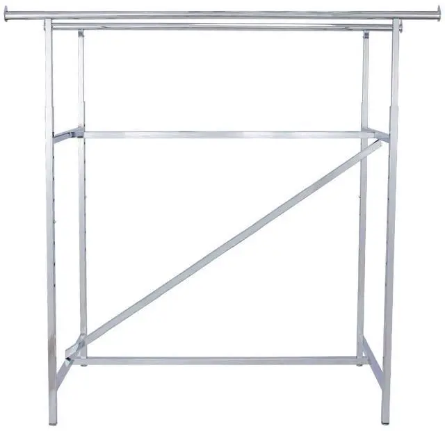 Main image of Chrome Double Clothing Rack with Z-Brace - 60''W x 24''D x 47-72''H - Adjustable Height, Durable and Sleek Double Clothes Rack for Commercial, Retail, Thrift, and Boutique Use