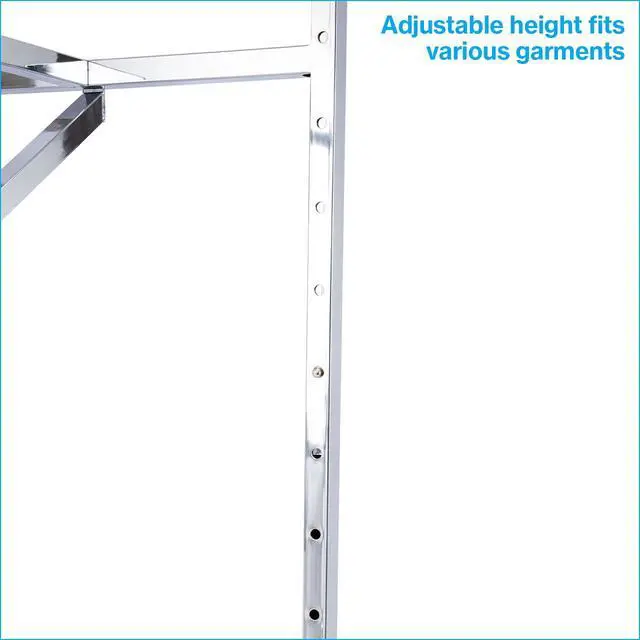 Alt view image 3 of 6 - Chrome Double Clothing Rack with Z-Brace - 60''W x 24''D x 47-72''H - Adjustable Height, Durable and Sleek Double Clothes Rack for Commercial, Retail, Thrift, and Boutique Use