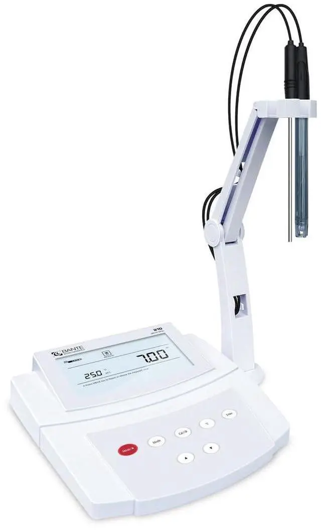 Main image of Bante 210 Benchtop pH Meter | Lab pH Meter for Routine Measurements, ±0.01 pH Accuracy, 3 Points Calibration, Equipped with pH Electrode, Temperature Probe and Buffers