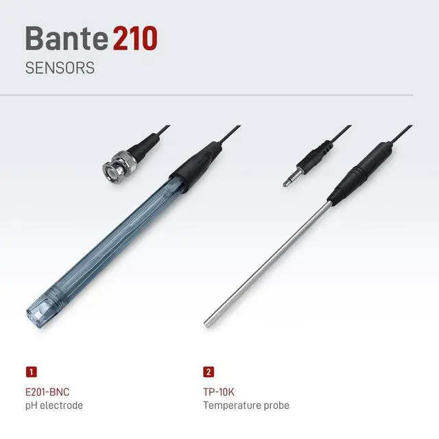 Alt view image 6 of 6 - Bante 210 Benchtop pH Meter | Lab pH Meter for Routine Measurements, ±0.01 pH Accuracy, 3 Points Calibration, Equipped with pH Electrode, Temperature Probe and Buffers