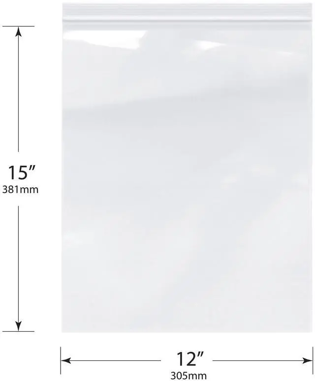 Alt view image 2 of 2 - 12" x 15" (Case of 250), 6 Mil Industrial Duty Zipper Reclosable Plastic Bags