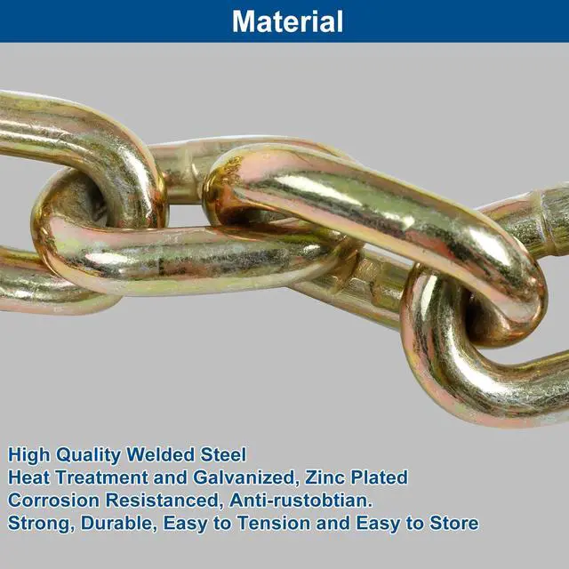 Alt view image 3 of 6 - 3/8" x 20' G70 Transport Binder Chain with Grab Hooks, 2-Pack Heavy Duty Safety Chains 6,600 lbs WLL for Flatbed, Truck, Trailer, Farm Use