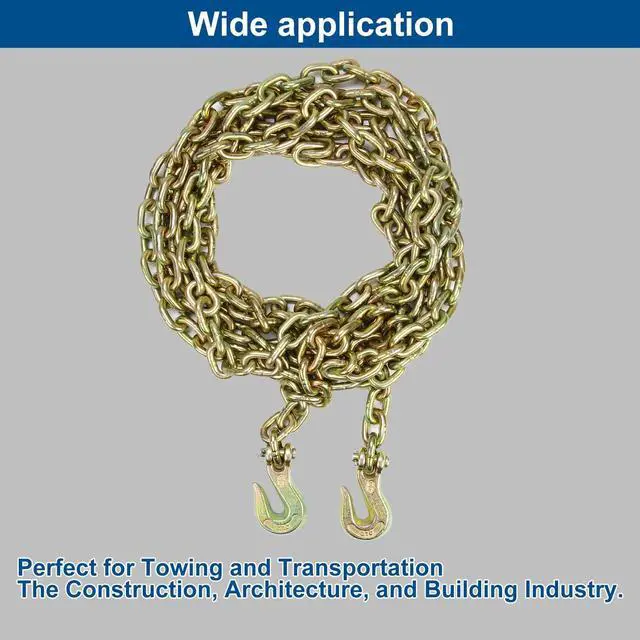 Alt view image 5 of 6 - 3/8" x 20' G70 Transport Binder Chain with Grab Hooks, 2-Pack Heavy Duty Safety Chains 6,600 lbs WLL for Flatbed, Truck, Trailer, Farm Use