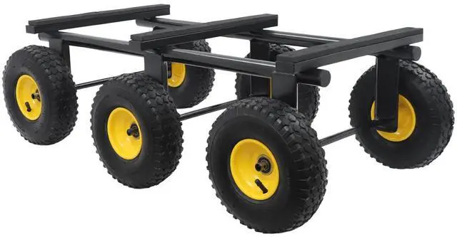 Main image of 6-Wheel All-Terrain Utility Cart, Heavy Duty Dolly Cart 1200LBS Capacity, 10" Inflatable Tires Yard Wagon for Moving Furniture Appliances, Large Items, Removable Frame Hand Truck, Black