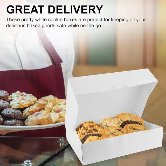 Alt view image 5 of 6 - White Donut Boxes 14" x 10" x 3.5" - Auto Pop-Up Bakery Boxes No-Window (Pack of 125) - Made in the USA