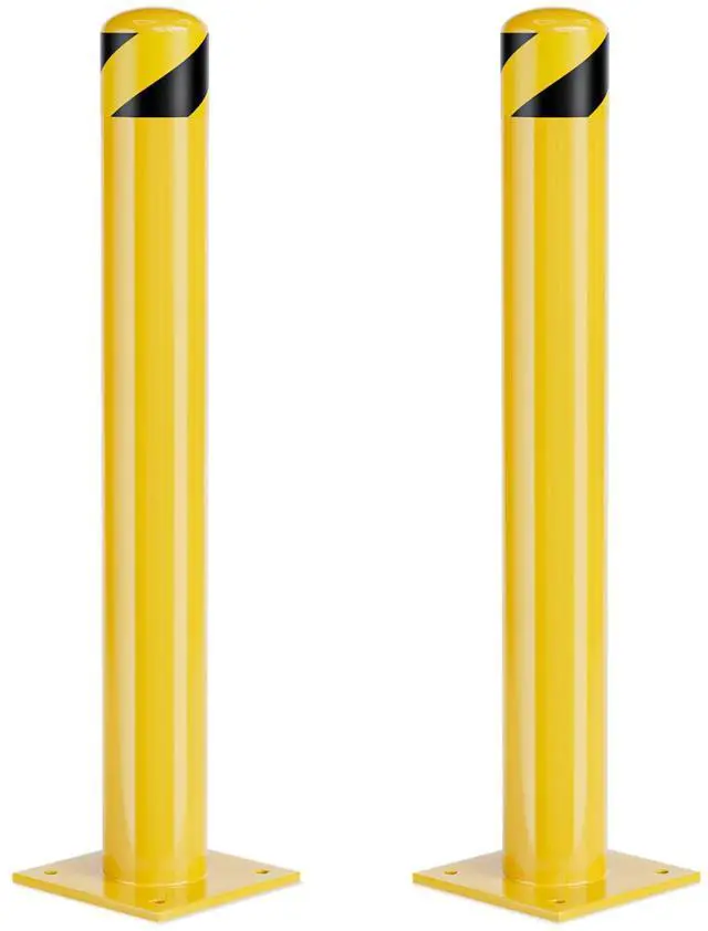 Main image of Safety Bollard Post, 36 Inch Height Steel Bollards, 4.5 Inch Diameter Parking Bollard, Yellow Powder Coated Safety Parking Barrier Post, for Traffic Sensitive Areas (2 Pack, 42 inch)