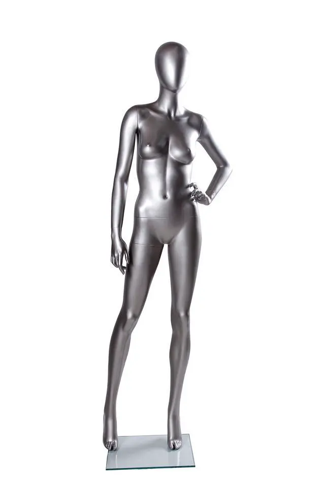 Alt view image 2 of 6 - Silver and Chrome Female and Male Mannequin