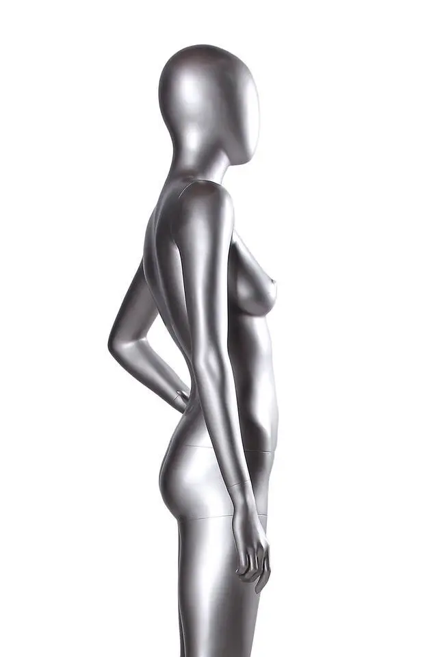 Alt view image 3 of 6 - Silver and Chrome Female and Male Mannequin
