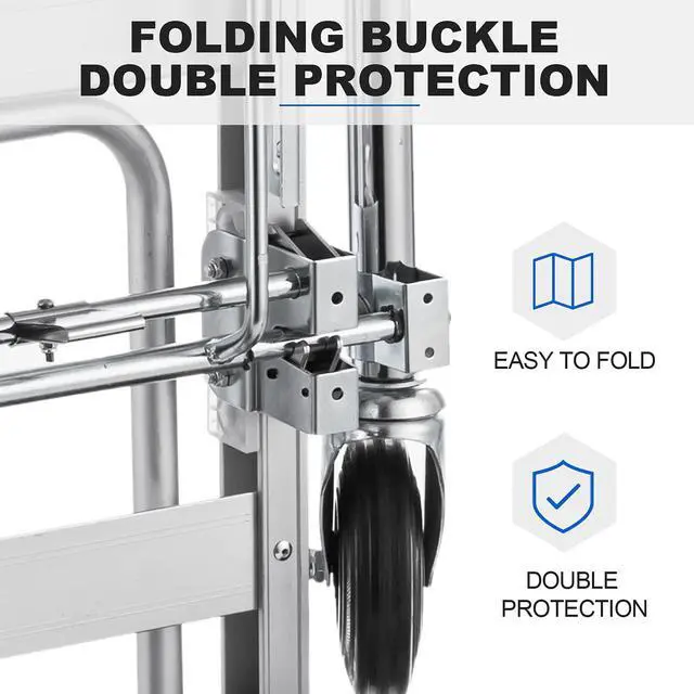 Alt view image 6 of 6 - 2 in 1 Aluminum Hand Truck, Industrial Convertible Hand Truck and Dolly 1000 LBS Capacity, Heavy Duty Hand Truck Flatform Cart with 10" Hi Tech Rubber Wheels