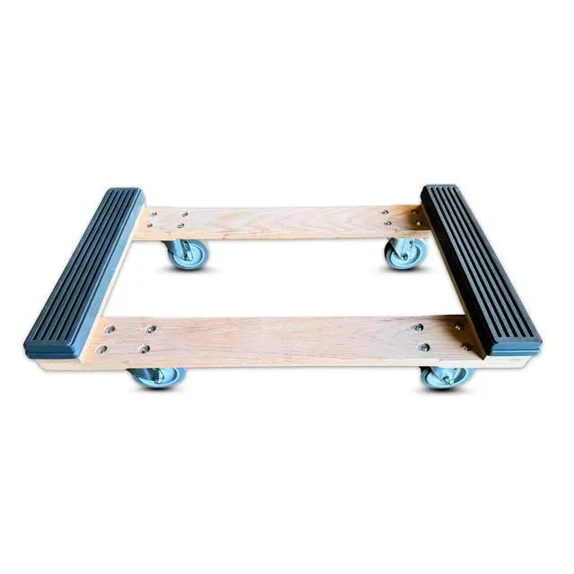 Alt view image 2 of 5 - WindyCity Hauler Dolly 18" x 32" Heavy-Duty Chicago Style Oak Dolly with 5 Thermo Rubber Wheels, 1000 lbs Capacity, Gray Non-Marking End Caps - Made in USA