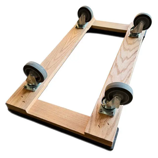 Alt view image 4 of 5 - WindyCity Hauler Dolly 18" x 32" Heavy-Duty Chicago Style Oak Dolly with 5 Thermo Rubber Wheels, 1000 lbs Capacity, Gray Non-Marking End Caps - Made in USA