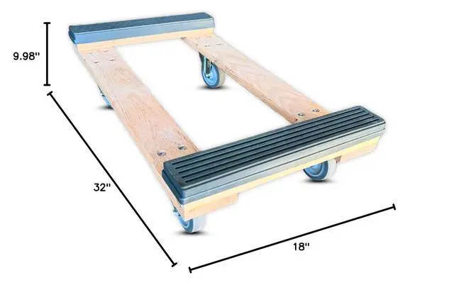 Alt view image 5 of 5 - WindyCity Hauler Dolly 18" x 32" Heavy-Duty Chicago Style Oak Dolly with 5 Thermo Rubber Wheels, 1000 lbs Capacity, Gray Non-Marking End Caps - Made in USA