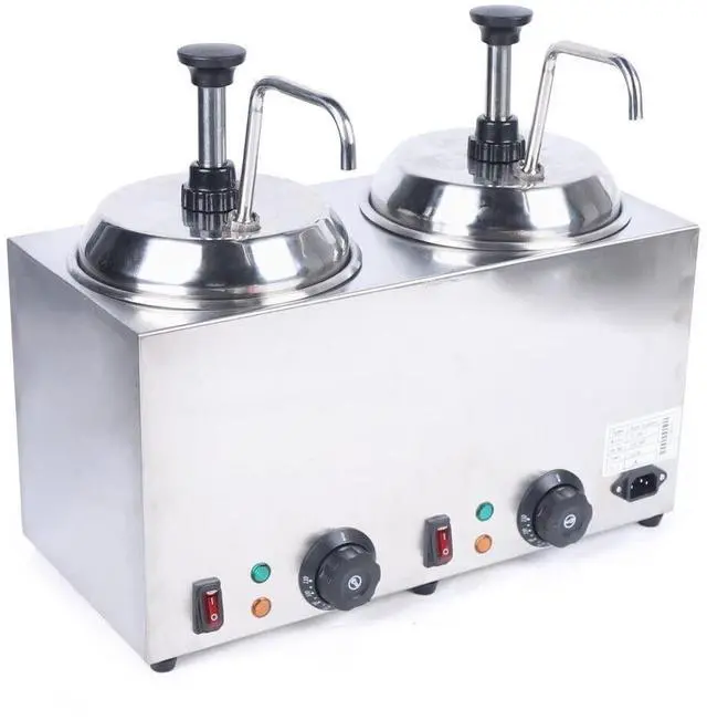 Main image of Nacho Cheese Dispenser Warmer, 2X 2.1Qt Dual Hot Fudge Warmer Dispenser 1600W Commercial Electric Cheese Sauce Pump Dispenser 86-230 Temp Adjustable for Hot Fudge, Cheese, Caramel