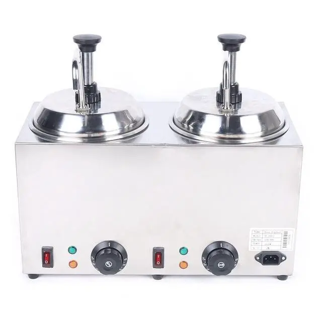 Alt view image 2 of 6 - Nacho Cheese Dispenser Warmer, 2X 2.1Qt Dual Hot Fudge Warmer Dispenser 1600W Commercial Electric Cheese Sauce Pump Dispenser 86-230 Temp Adjustable for Hot Fudge, Cheese, Caramel