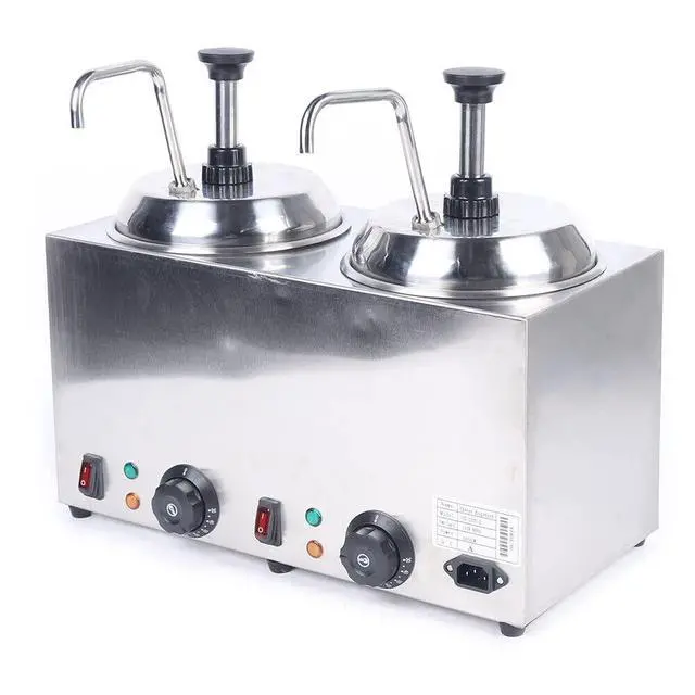 Alt view image 3 of 6 - Nacho Cheese Dispenser Warmer, 2X 2.1Qt Dual Hot Fudge Warmer Dispenser 1600W Commercial Electric Cheese Sauce Pump Dispenser 86-230 Temp Adjustable for Hot Fudge, Cheese, Caramel