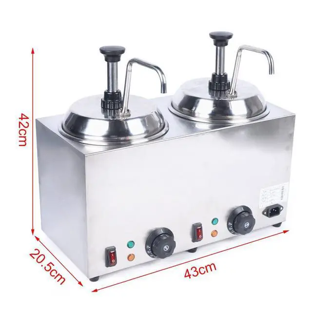 Alt view image 5 of 6 - Nacho Cheese Dispenser Warmer, 2X 2.1Qt Dual Hot Fudge Warmer Dispenser 1600W Commercial Electric Cheese Sauce Pump Dispenser 86-230 Temp Adjustable for Hot Fudge, Cheese, Caramel