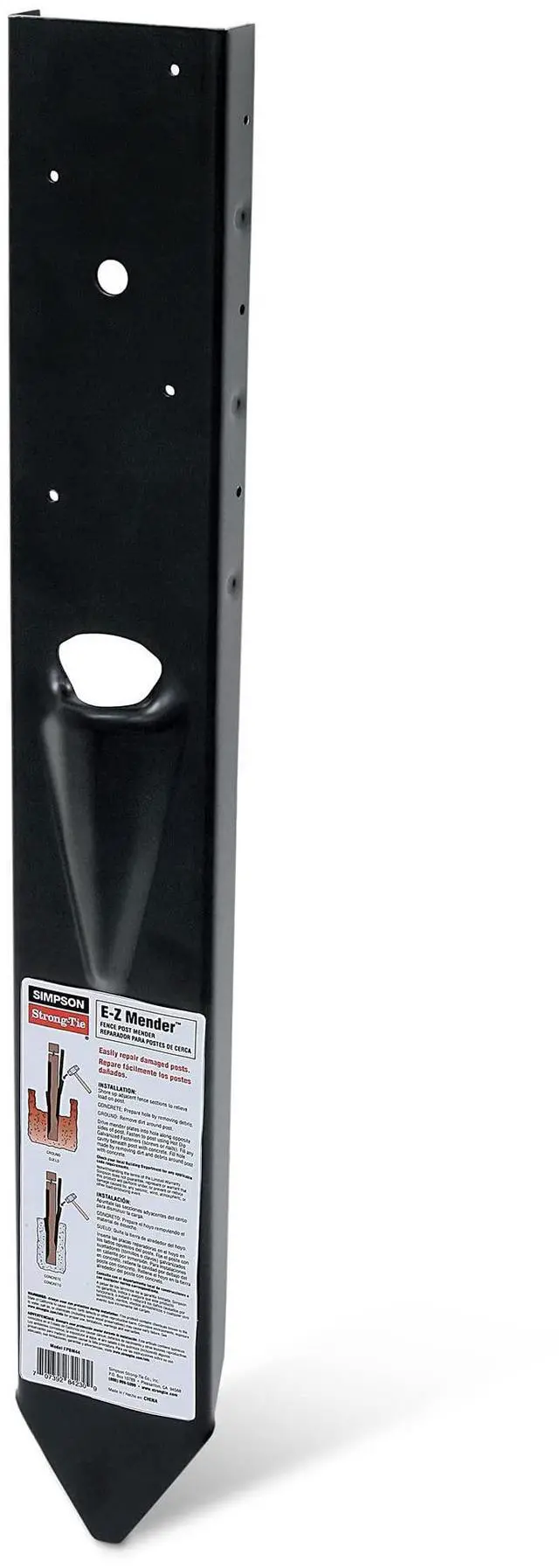 Main image of FPBM44E E-Z Mender Fence Post Repair Bracket - for 4x4 Wood Post, 12-Gauge Steel Build, Black Powder Coating, Reinforces Weakened Posts (Pack of 6)