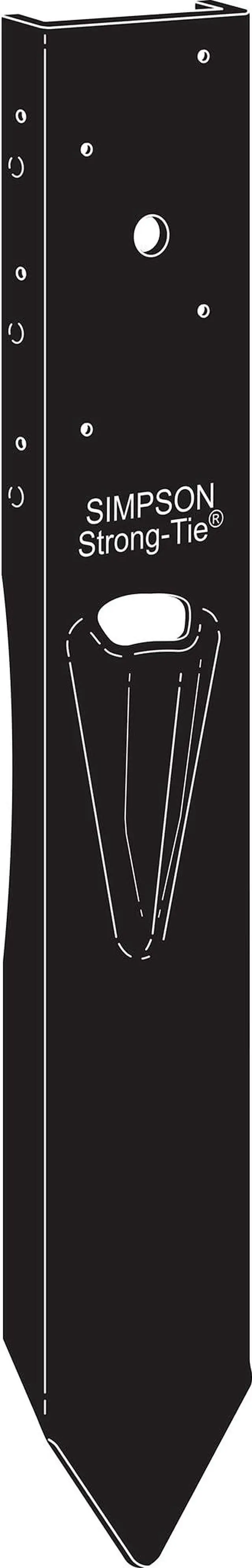 Alt view image 3 of 6 - FPBM44E E-Z Mender Fence Post Repair Bracket - for 4x4 Wood Post, 12-Gauge Steel Build, Black Powder Coating, Reinforces Weakened Posts (Pack of 6)