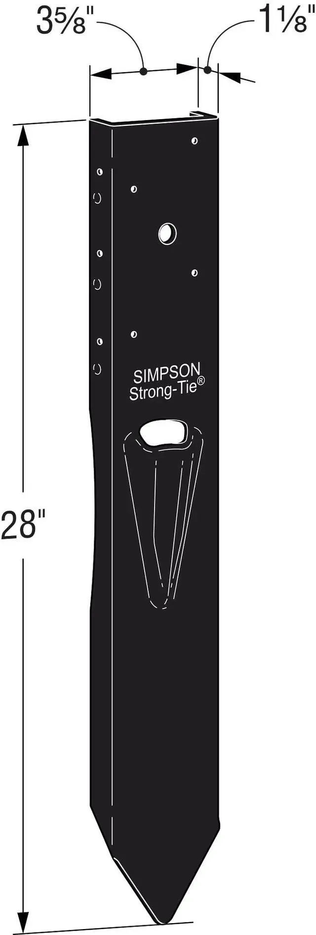 Alt view image 4 of 6 - FPBM44E E-Z Mender Fence Post Repair Bracket - for 4x4 Wood Post, 12-Gauge Steel Build, Black Powder Coating, Reinforces Weakened Posts (Pack of 6)