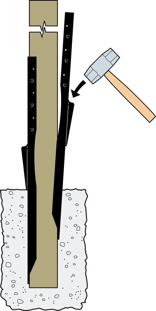 Alt view image 5 of 6 - FPBM44E E-Z Mender Fence Post Repair Bracket - for 4x4 Wood Post, 12-Gauge Steel Build, Black Powder Coating, Reinforces Weakened Posts (Pack of 6)