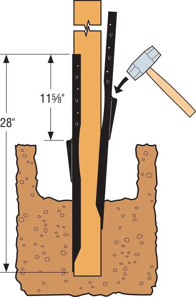 Alt view image 6 of 6 - FPBM44E E-Z Mender Fence Post Repair Bracket - for 4x4 Wood Post, 12-Gauge Steel Build, Black Powder Coating, Reinforces Weakened Posts (Pack of 6)