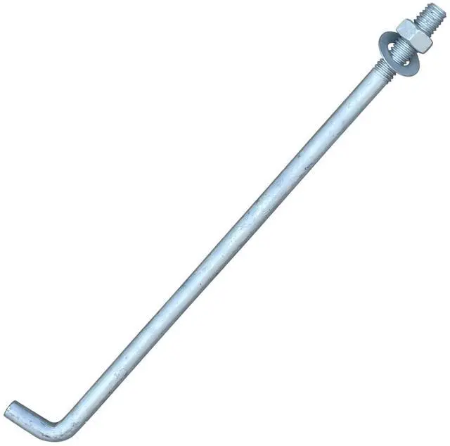 Main image of 1/2" X 12" Threaded Concrete Anchor L-Bolts (Nuts & Washers Included) - Hot Dipped Galvanized - Sill Plate, Base Plate, Masonry, Wood, Cement Anchors, J Bolt (50, 1/2" x 12")