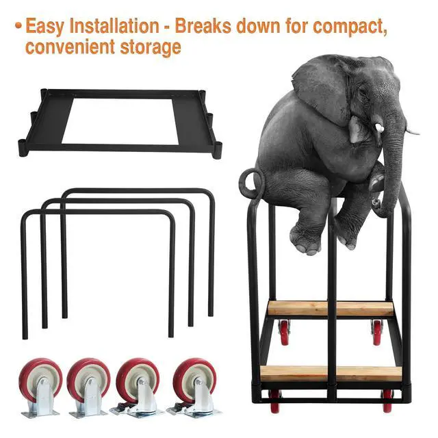 Alt view image 3 of 6 - Folding Table Cart, Heavy Duty Table Dolly W/ 5" PU Swivel Wheels, Drywall Dolly Cart W/ 1500 LBS & 10 Table Capacity for Party Events, Hotel, Factory, Warehouse