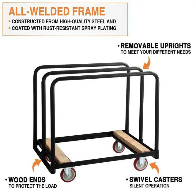 Alt view image 6 of 6 - Folding Table Cart, Heavy Duty Table Dolly W/ 5" PU Swivel Wheels, Drywall Dolly Cart W/ 1500 LBS & 10 Table Capacity for Party Events, Hotel, Factory, Warehouse