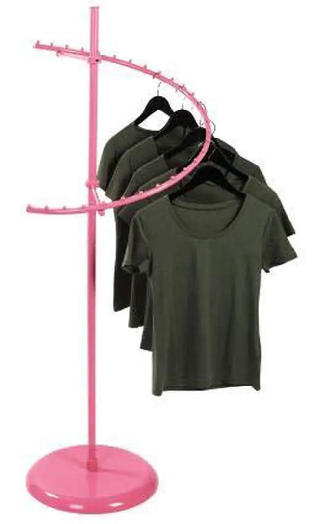 Alt view image 2 of 3 - Hot Pink 29-Ball Clothing Rack - Hot Pink Spiral Clothing Rack - Sturdy and Sleek Retail Clothing & Garment Racks - Ideal Clothing Display Racks for Retail Stores