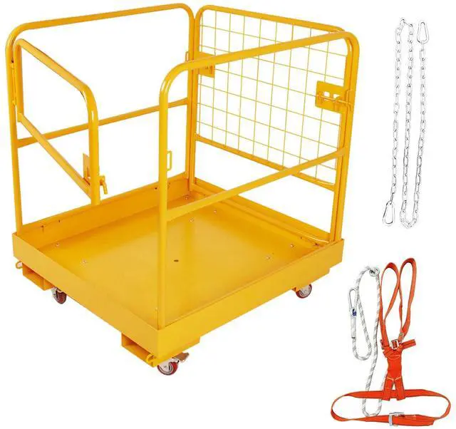 Main image of Forklift Safety Cage, 36"x36" inch Lift Basket, Heavy Duty Forklift Man Basket 1200LBS Capacity with 4 Wheels, Safety Set, Forklift Work Platform for Most Aerial Jobs